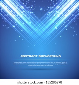 Abstract background with light lines and particles