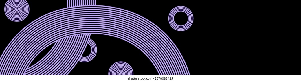 Abstract background with light purple wavy lines. Curved colored striped shapes. Brochure or banner with curved shapes. Vector illustration.