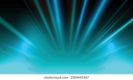 Abstract background light showcase futuristic with scenic lights technology user interface Blue vector lighting empty stage spotlight background.