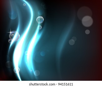 Abstract background with light and water bubble effects