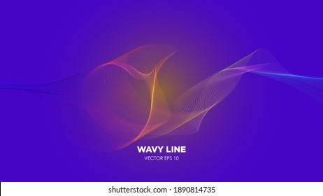 Abstract background with light waves. colorful flowing wave lines isolated on purple background for modern concept technology, digital, elements.