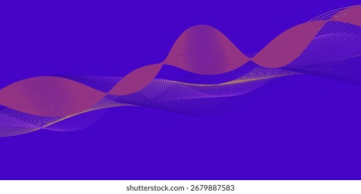 Fundo abstrato com ondas de luz. colorido fluxo de linhas de onda isoladas no fundo roxo para tecnologia conceito moderno, digital, elementos.