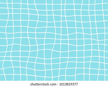 Abstract background of light white and blue wavy lines with curved grid. Design element for web banners, posters, cards, wallpapers and backdrop.Like water surface in the swimming pool.