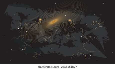 Abstract Background: Lightning glows in the galactic sky. Ideal for astronomy themed designs, science fiction book covers, and educational materials.