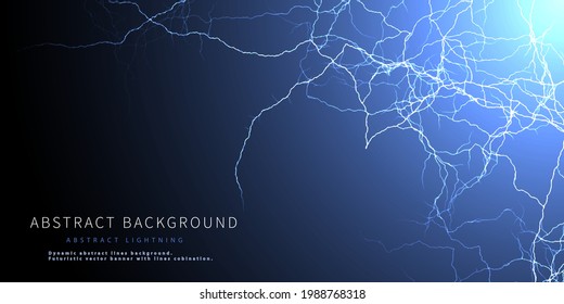 Abstrakter Hintergrund mit Blitzzeilen auf Schwarz. Banner für Wissenschaft und Technologie.