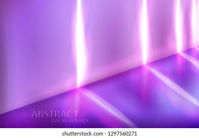 Abstract background, lights room, glowing lines, laser in wall. neon vector illustration