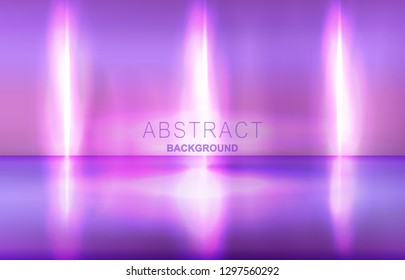 Abstract background, lights room, glowing lines, laser in wall. neon vector illustration