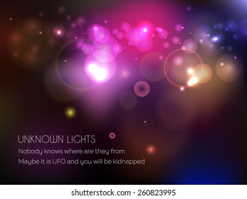 Abstract background with lights and sparkles. Vector futuristic design with bokeh effect 