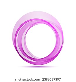 Abstract background of lilac circular lines, round frame on white background