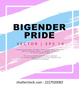 Abstract background of lilac, white, blue and pink hand-drawn brush strokes. Bigender pride flag. sexual identification. Vector illustration.