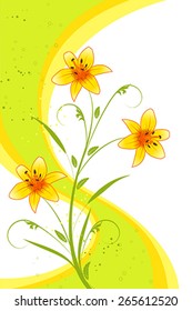 Abstract background with lilies and strips, element for design, vector illustration