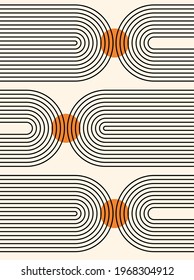 Antecedentes abstractos. Arte de línea. Composición geométrica contemporánea. La decoración de las paredes de Boho. Impresión artística de mediados de siglo. Afiche bohemio.