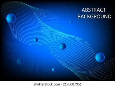 abstract background line curve parallel with blue ball vector illustration