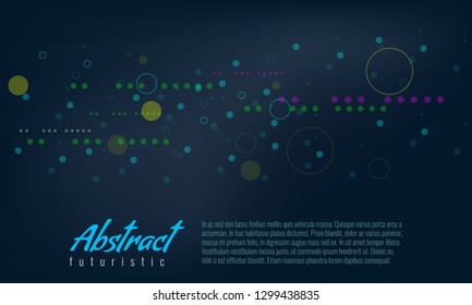 Abstract background with line and fill circles. Modern and trendy Futuristic particle effect Vector illustration.