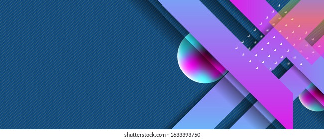 Abstract background line geometry on Classic Blue color futuristic elements banner geometric blue gradient