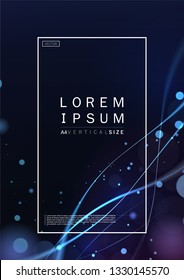 Abstract Background. line and particle with circle bokeh. A4 size for print.vector illustration