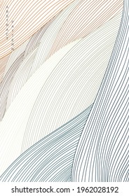 Abstract background with line pattern vector. Natural landscape banner with contemporary art in vintage style.