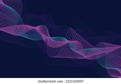 Abstract background, line wave element, sound spectrum equalizer wallpaper, vector futuristic particle technology illustration.