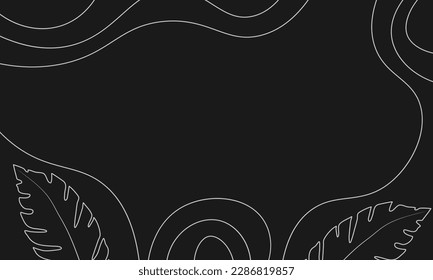 Abstract background. Line wave with palm leaves. Vector illustration.