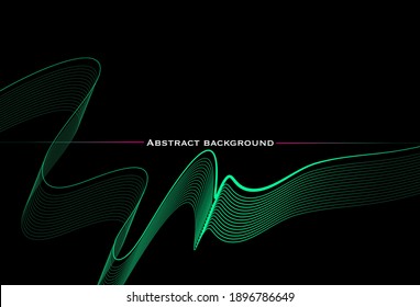 Abstract background with a linear tape, expressive stroke, dynamic form on black background