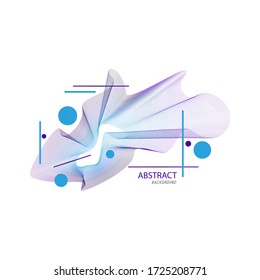 Abstract background with linear waves and with geometric shapes. Modern background.