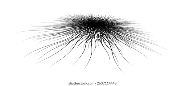 Abstract background with lines in chaos. Pespective view with distortion. A black figure on a white background.
