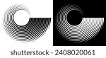 Abstract background with lines in circle. Art design spiral as logo or icon. A black figure on a white background and an equally white figure on the black side.