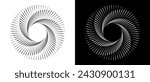 Abstract background with lines in circle. Art design spiral as logo or icon. A black figure on a white background and an equally white figure on the black side.