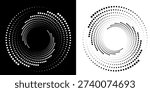 Abstract background with lines in circle. Art design spiral as logo or icon. A black figure on a white background and an equally white figure on the black side.