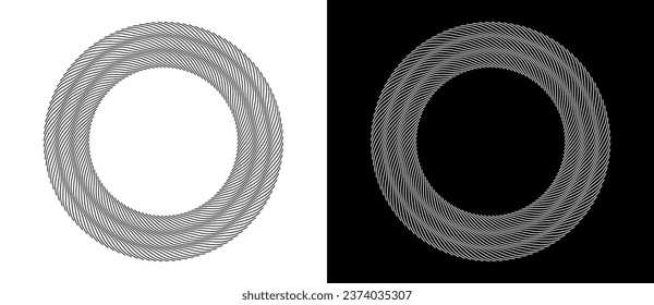Abstract background with lines in circle. Art design spiral as logo or icon. A black figure on a white background and an equally white figure on the black side.