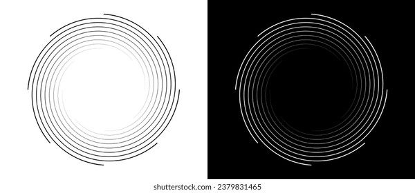 Abstract background with lines in circle. Art design spiral as logo or icon. A black figure on a white background and an equally white figure on the black side.