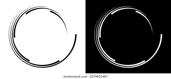 Abstract background with lines in circle. Art design spiral as logo or icon. A black figure on a white background and an equally white figure on the black side.