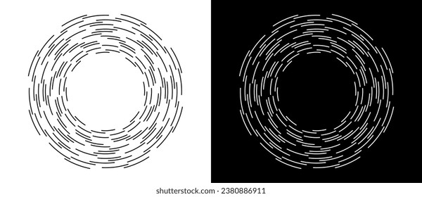 Abstract background with lines in circle. Art design spiral as logo or icon. A black figure on a white background and an equally white figure on the black side.