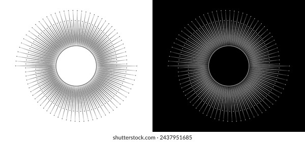 Abstract background with lines in circle. Art design spiral as logo or icon. A black figure on a white background and an equally white figure on the black side.
