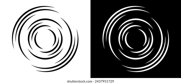 Abstract background with lines in circle. Art design spiral as logo or icon. A black figure on a white background and an equally white figure on the black side.