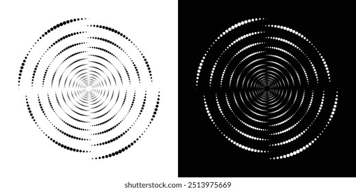 Abstract background with lines in circle. Art design spiral as logo or icon. A black figure on a white background and an equally white figure on the black
