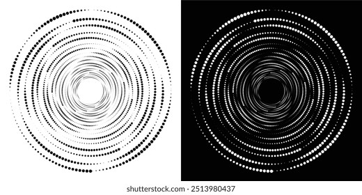 Abstract background with lines in circle. Art design spiral as logo or icon. A black figure on a white background and an equally white figure on the black