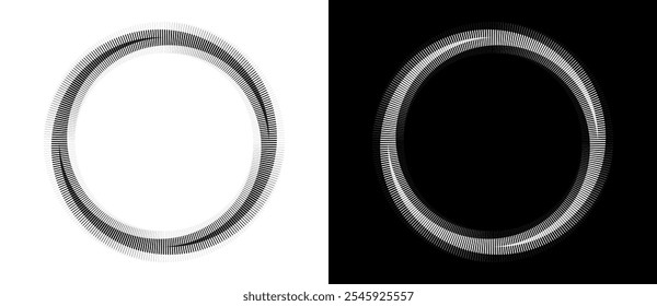 Abstract background with lines in circle. Art design spiral as logo or icon. A black figure on a white background and an equally white figure on the black side.