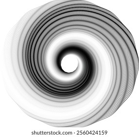 Abstract background with lines in circle. Art design spiral as logo or icon. A black figure on a white background and an equally white figure on the black side.