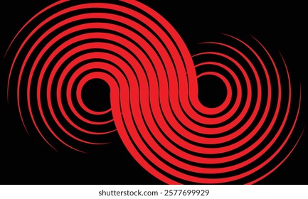 Abstract background with lines in circle. Art design spiral as logo or icon. A black figure on a white background and an equally white figure on the black side.