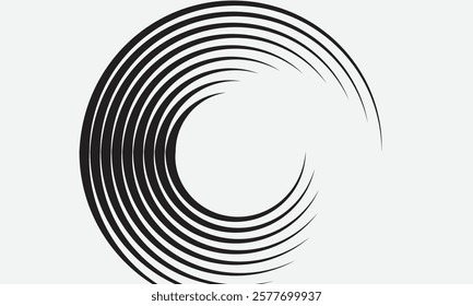 Abstract background with lines in circle. Art design spiral as logo or icon. A black figure on a white background and an equally white figure on the black side.