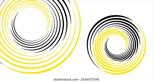 Abstract background with lines in circle. Art design spiral as logo or icon. A black figure on a white background and an equally white figure on the black side.