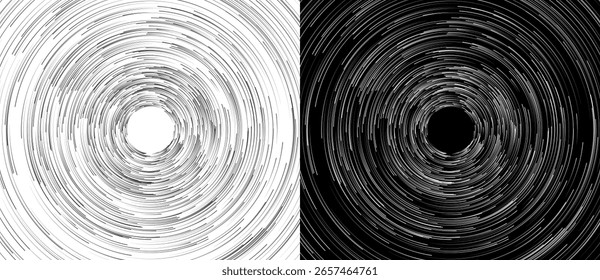 Abstract background with lines in circle. Art design circle as logo or icon. A black figure on a white background and an equally white figure on the black side.