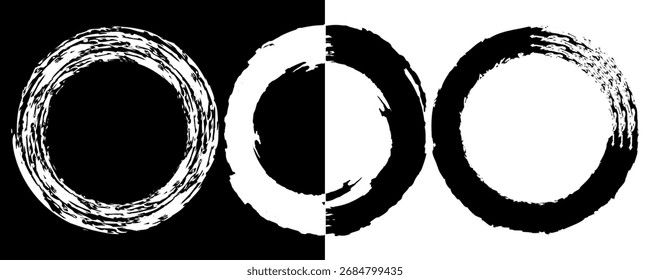 Fundo abstrato com linhas em círculo. Espiral de design de arte como logotipo ou ícone. Uma figura preta sobre um fundo branco e uma figura igualmente branca no lado preto.