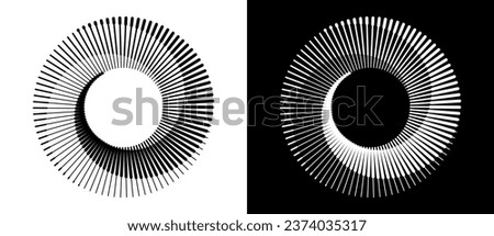 Abstract background with lines in circle. Art design spiral as logo or icon. A black figure on a white background and an equally white figure on the black side.