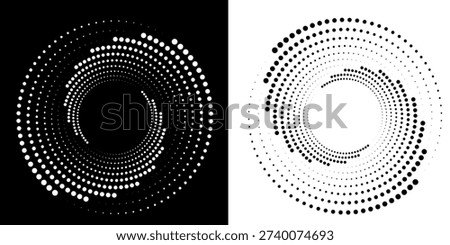 Abstract background with lines in circle. Art design spiral as logo or icon. A black figure on a white background and an equally white figure on the black side.