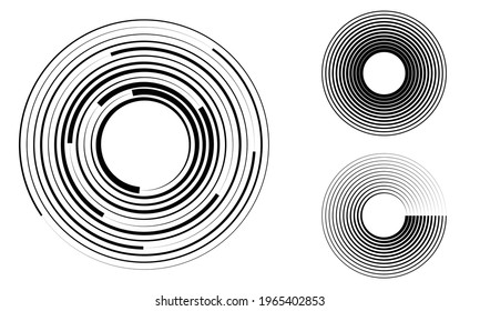 abstract background with lines in circle. halftone design in circles. chaos and order concept.