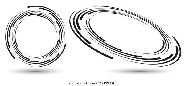 Abstract background with lines in circle. Spiral with black lines as dynamic abstract vector background or logo or icon. Artistic illustration with perspective on white background.