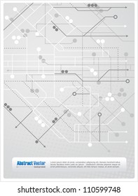 Abstract background with lines, circles and arrows similar to a subway map, with space for custom text. All elements are on separate layers for easy editing.