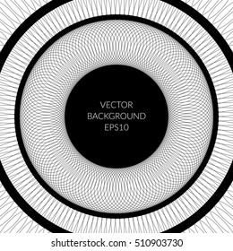 Abstract background with lines and circles. Black contours on a white background.